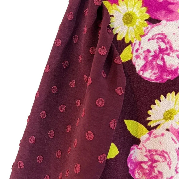 LuLaRoe NWT Moriella Floral Blouse XL Swiss Dot 3/4 Sleeves Bright Colorful Top - Picture 6 of 7